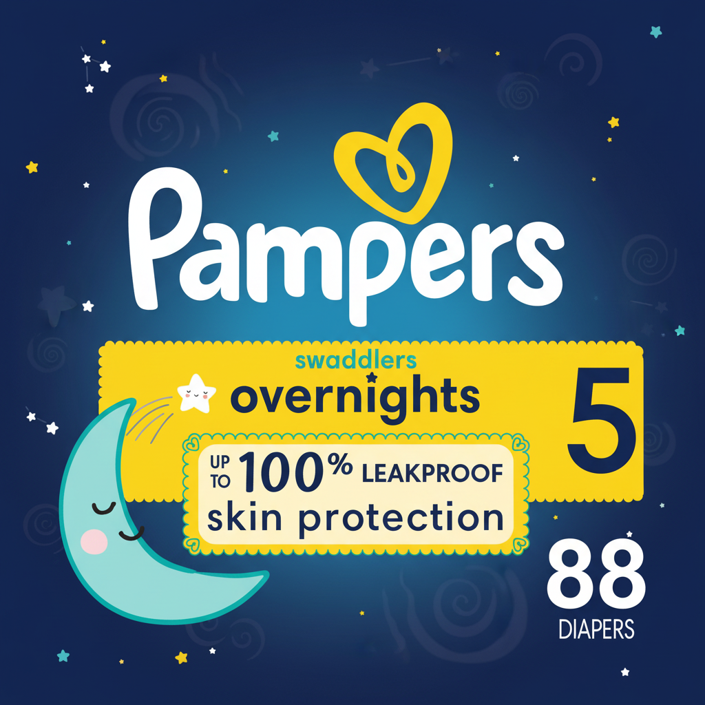 Pampers Swaddlers Overnights Diapers Size 5, 88 Count