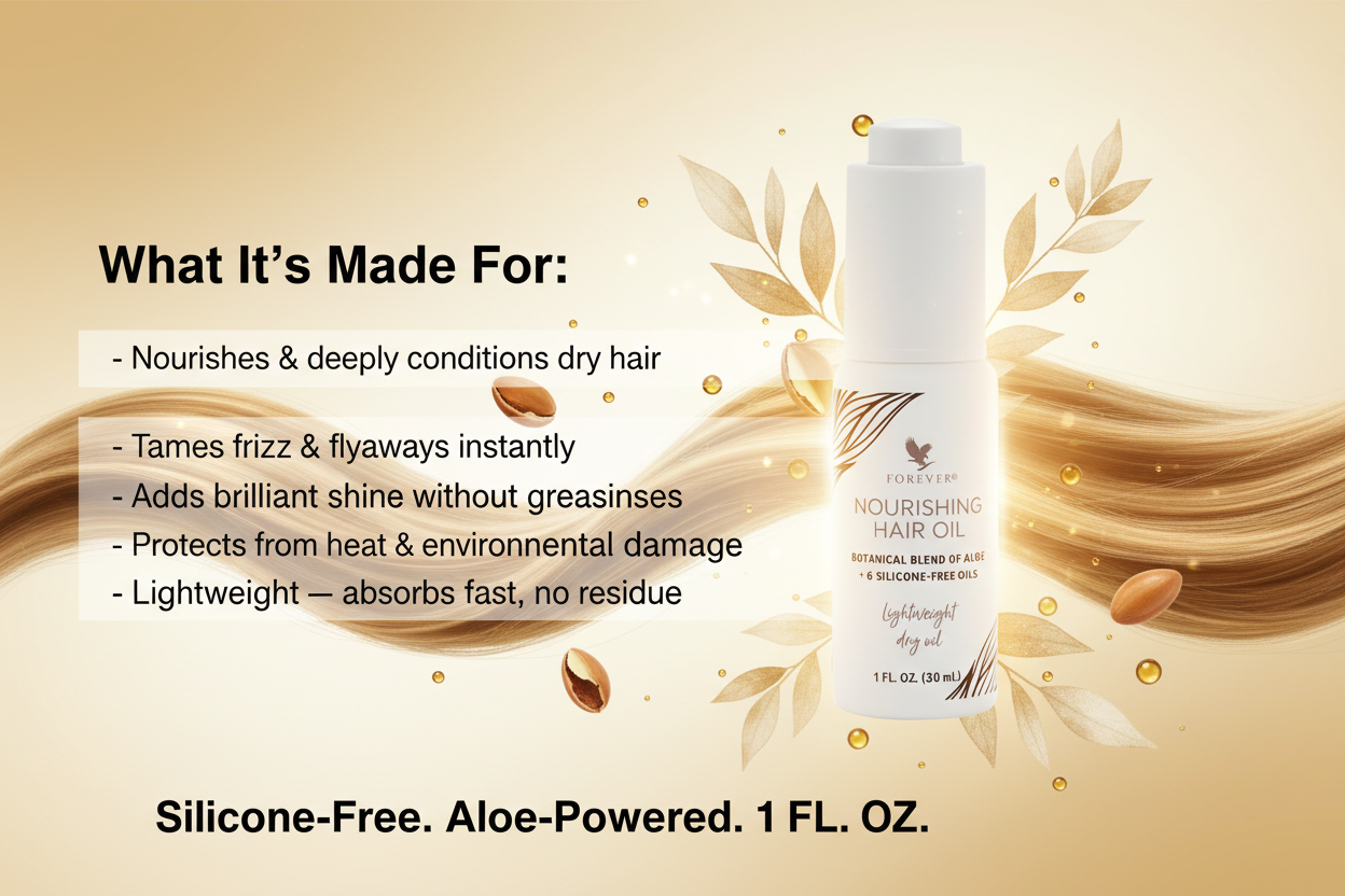 Forever™ Nourishing Hair Oil | Botanical Aloe + 6 Silicone-Free Oils