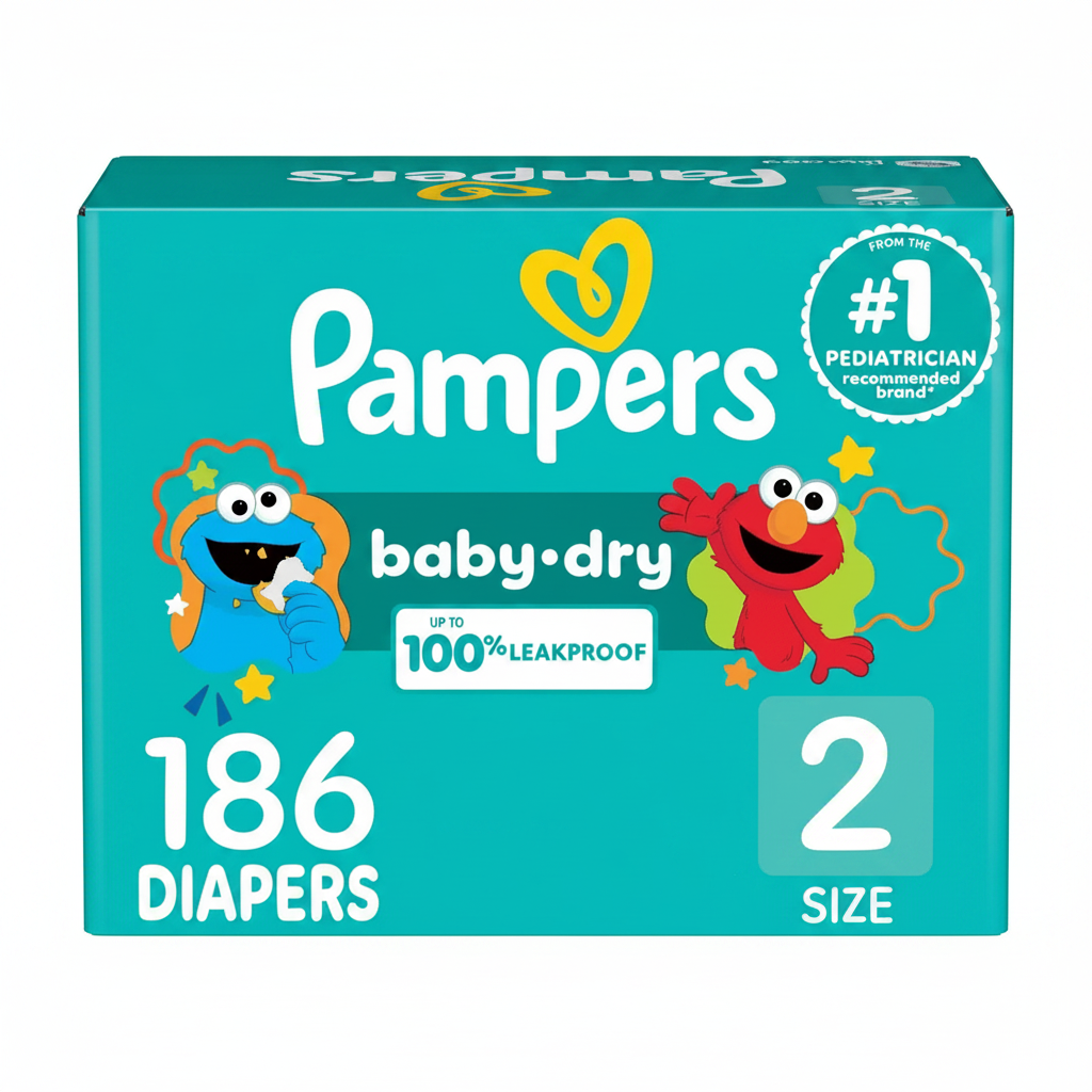 Pampers Baby-Dry Diapers Size 2, 186 Count