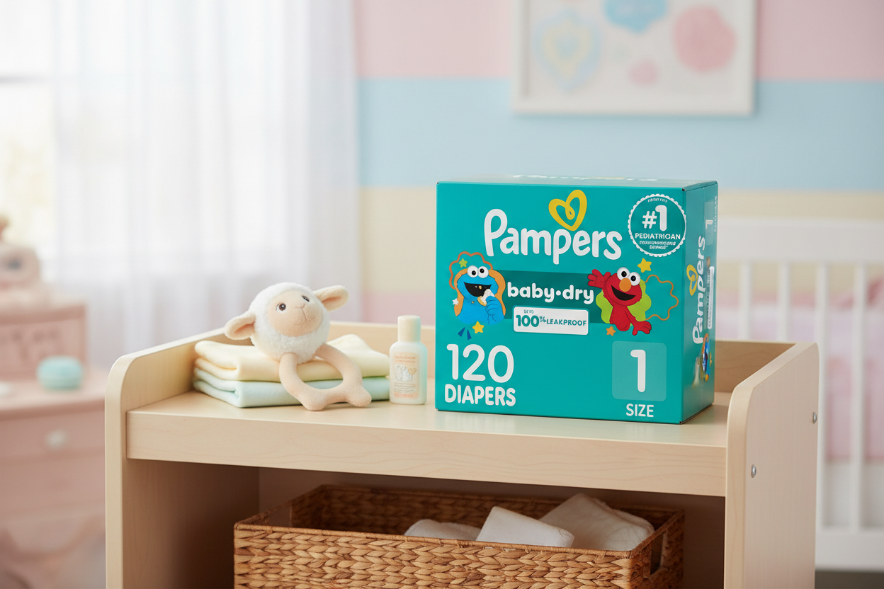 Pampers Baby Dry Diapers Size 1, 120 Count