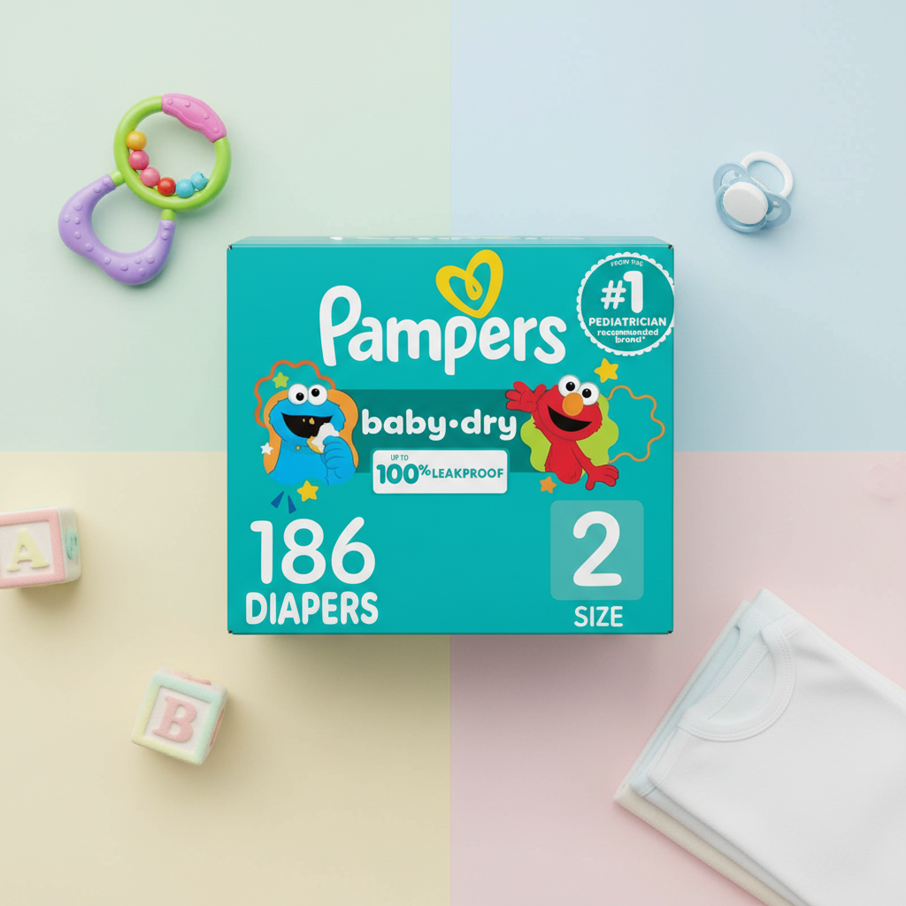 Pampers Baby-Dry Diapers Size 2, 186 Count