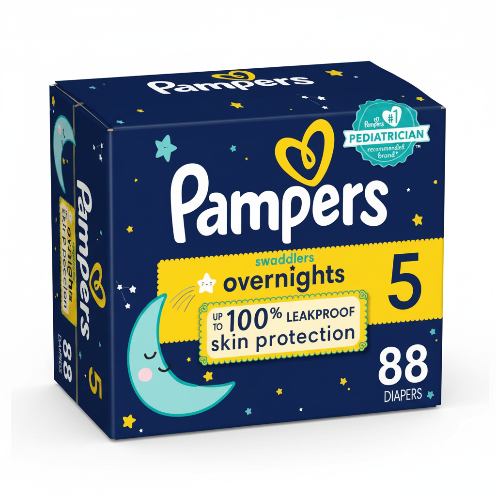 Pampers Swaddlers Overnights Diapers Size 5, 88 Count