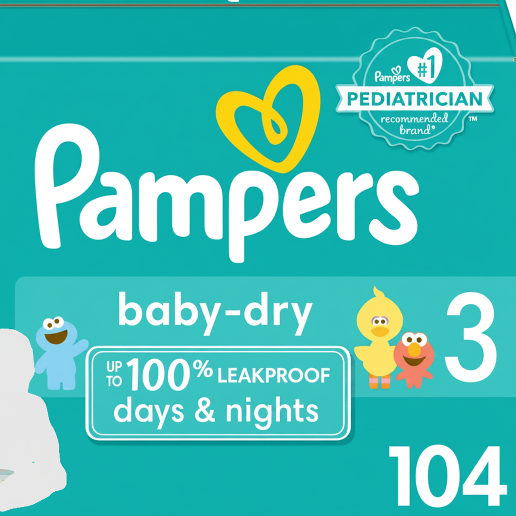 Pampers Baby-Dry Diapers Size 3, 104 Count
