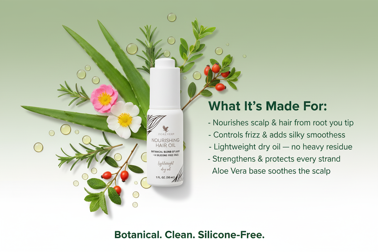Forever™ Nourishing Hair Oil | Botanical Aloe + 6 Silicone-Free Oils
