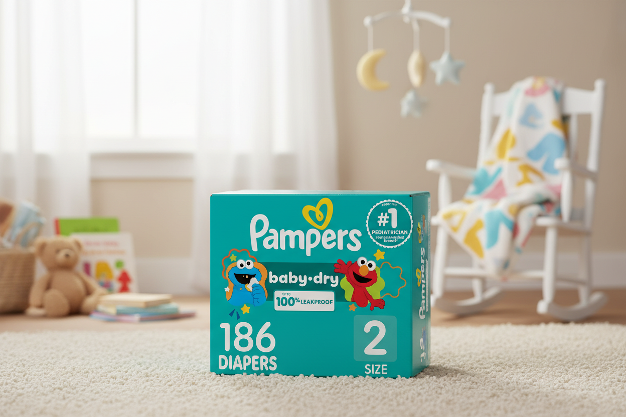 Pampers Baby-Dry Diapers Size 2, 186 Count