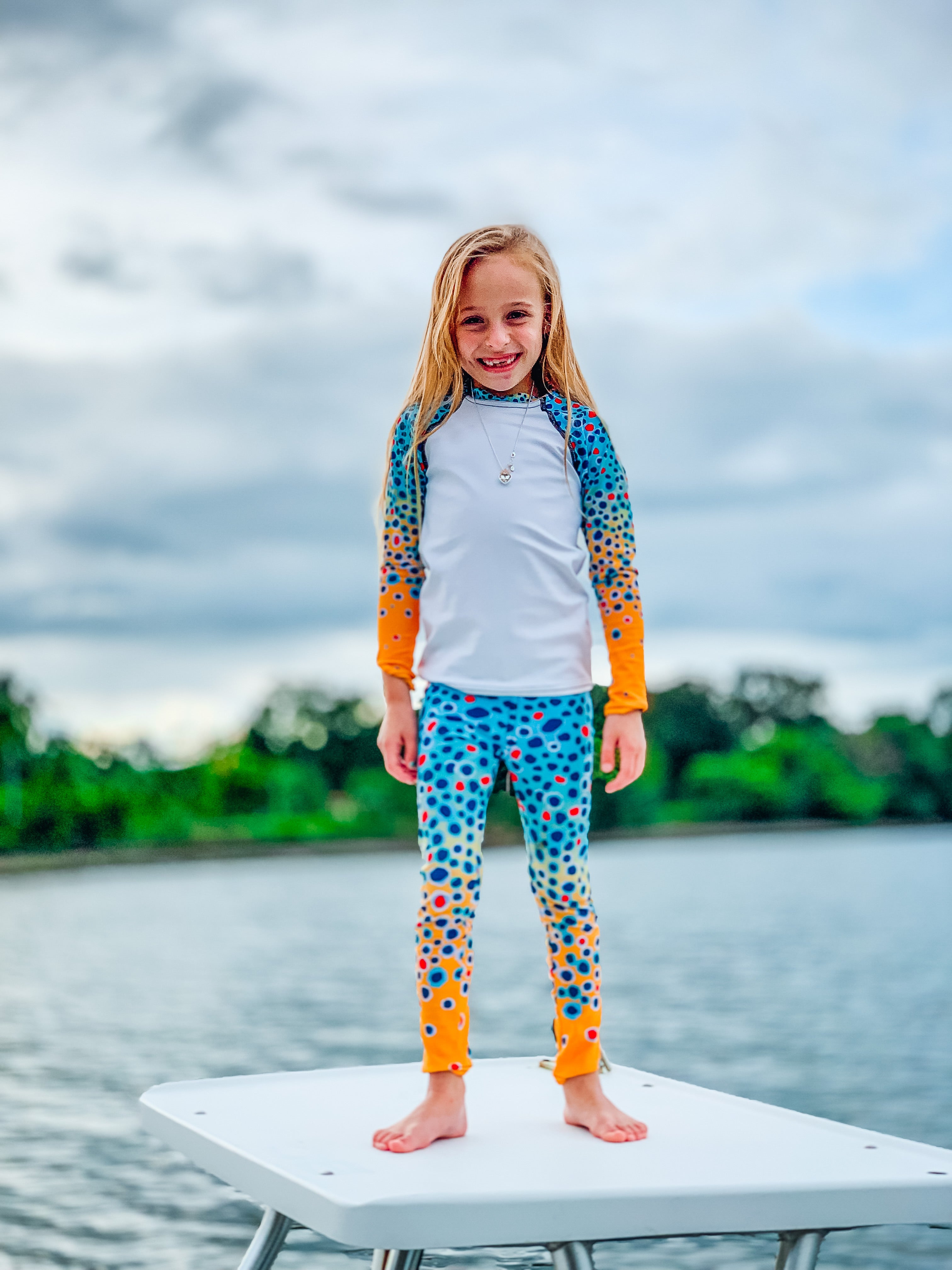 Kid Brown Trout Print Leggings (size 2T-7)