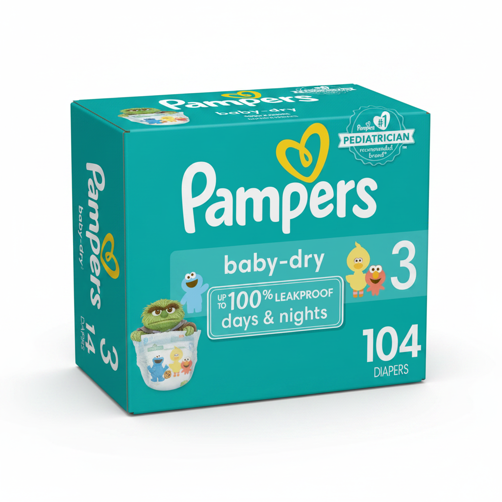 Pampers Baby-Dry Diapers Size 3, 104 Count