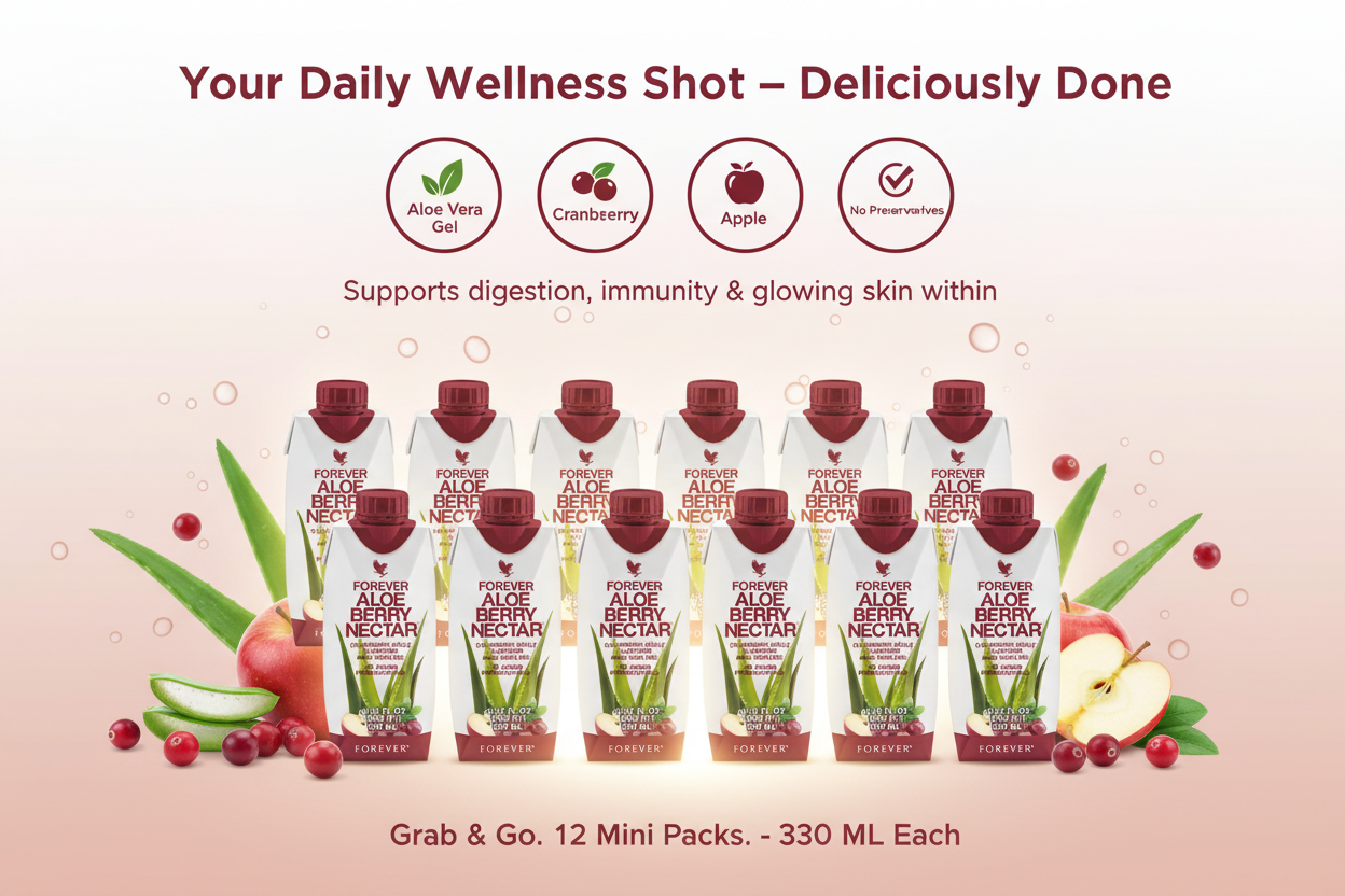 Forever™ Aloe Berry Nectar Minis | Cranberry-Apple Aloe Vera Gel Drink — 12 Pack