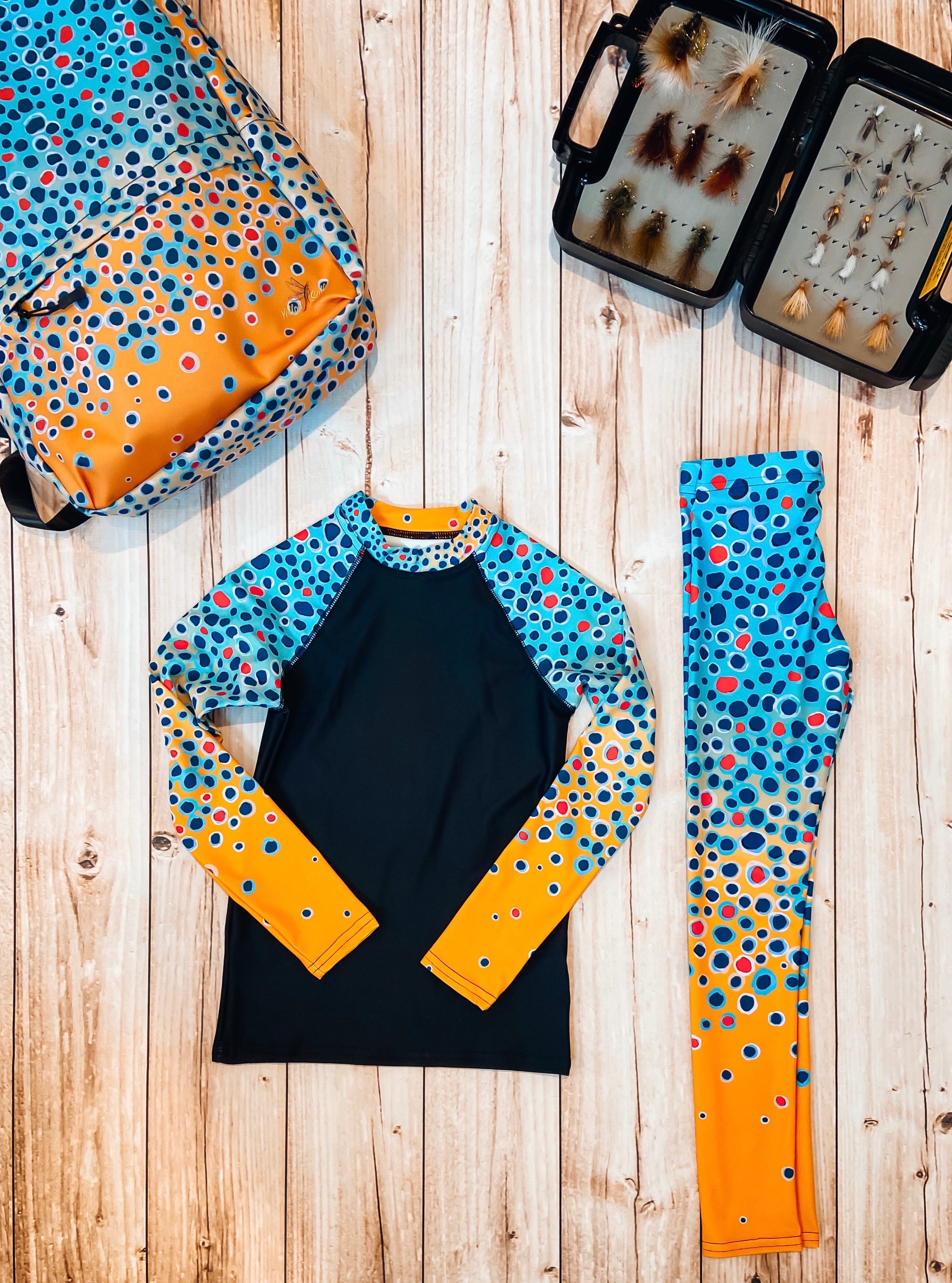 Kid Brown Trout Print Leggings (size 2T-7)