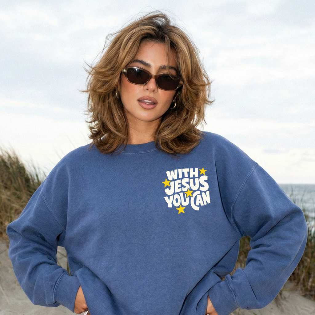 He Makes All Things New Crewneck Sweatshirt | Christian Coastal Graphic Sweatshirt | Revelation 21:5 Faith Pullover
