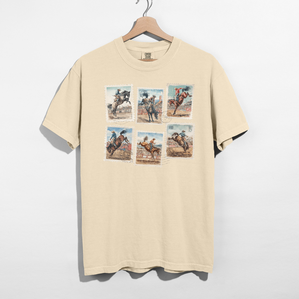 Vintage Rodeo Stamp Graphic Tee – Western Cowboy