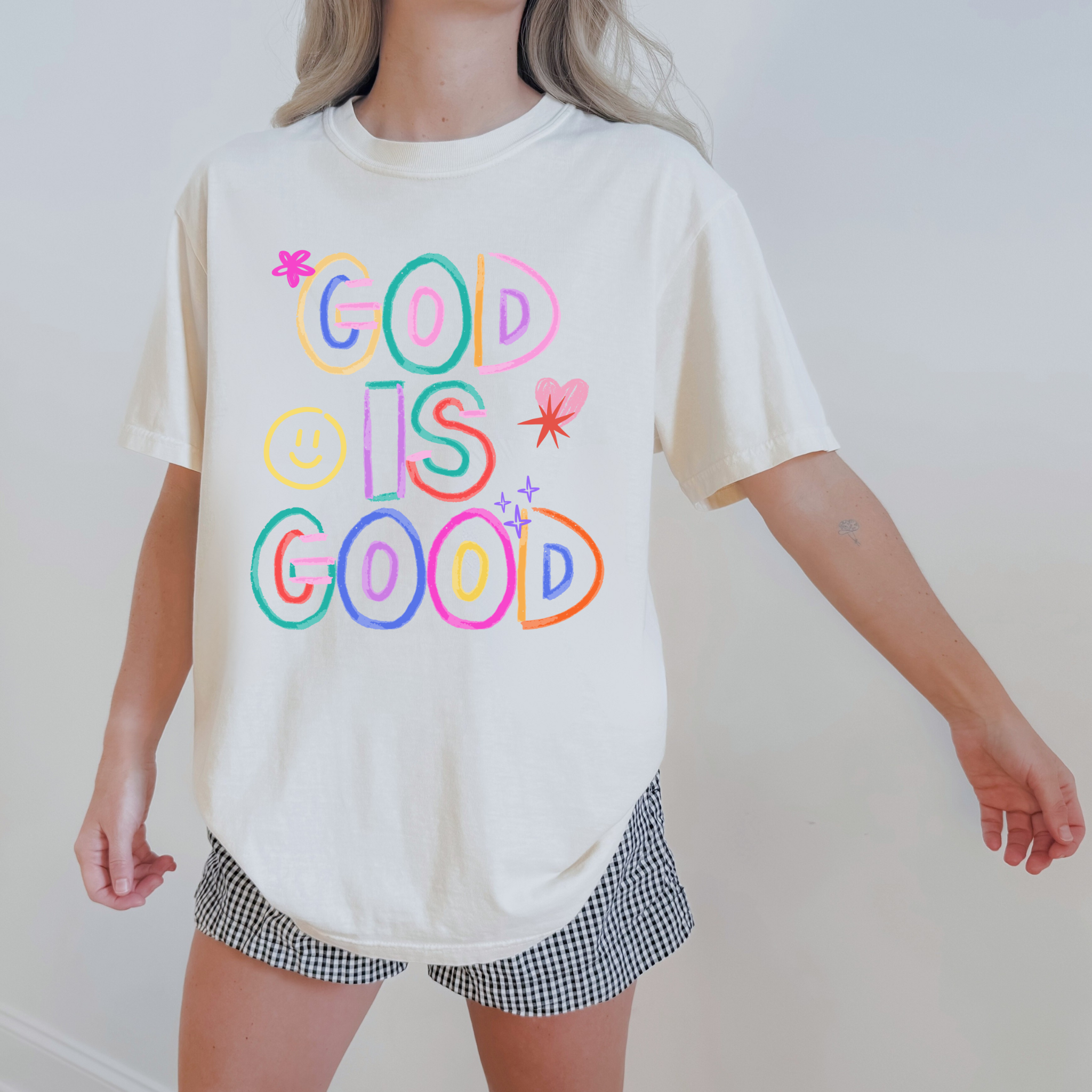 God Is Good Colorful Graphic Tee – Faith Based Christian Shirt
