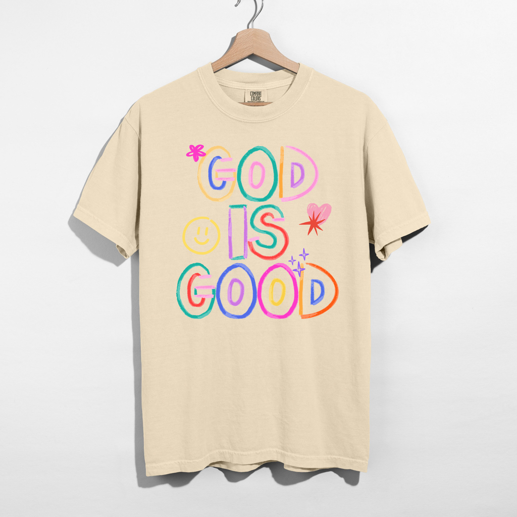 God Is Good Colorful Graphic Tee – Faith Based Christian Shirt