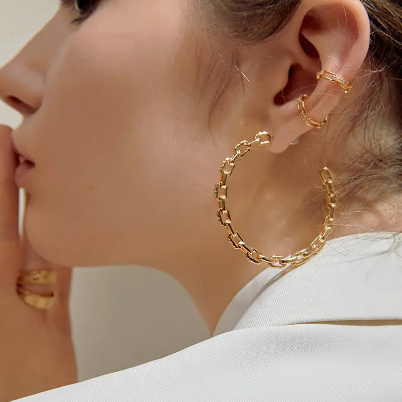 Stylish Hoop Earrings, Minimalist 925 Silver Studs