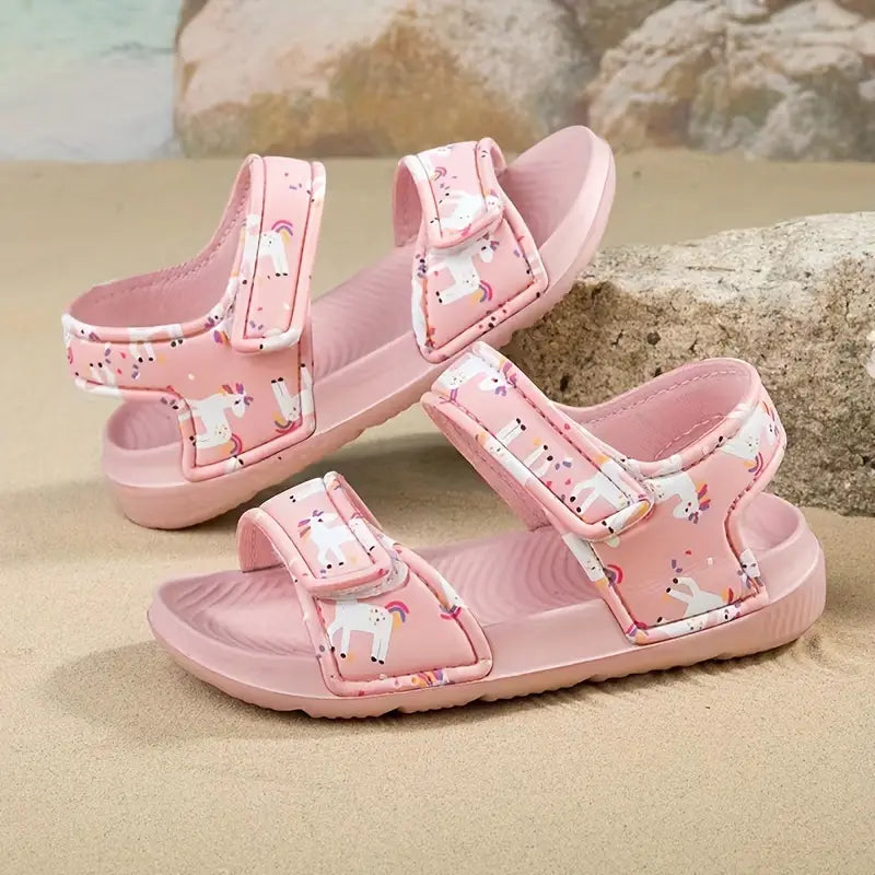 Trendy Girls Cartoon Print Non-Slip Summer Sandals