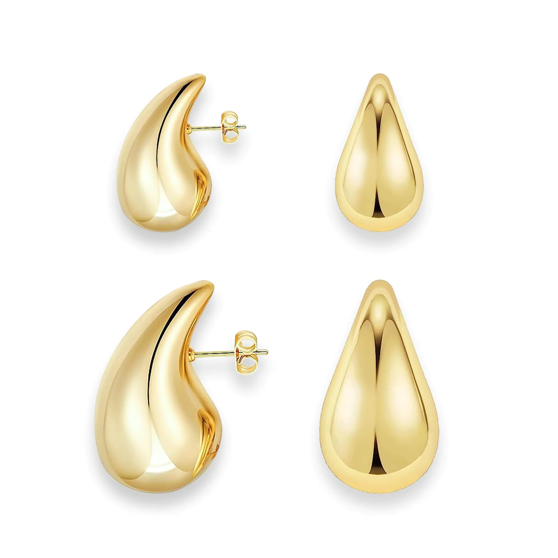 Gold Chunky Gold Hoop Small Teardrop Earrings Set For Women