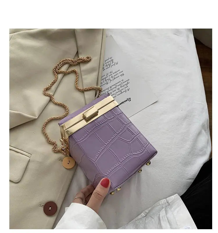 Small Retro Stone Pattern Square Bag for Women