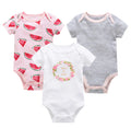 3-Piece Baby Bodysuit Set - Cotton Short Sleeve Outfit
