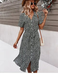 Women's Floral Summer Midi Dress with V Neck