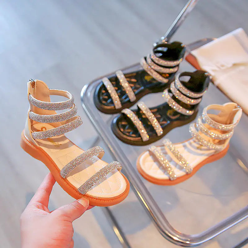 Girls' Fashionable Summer Sandals with Rhinestones 2023