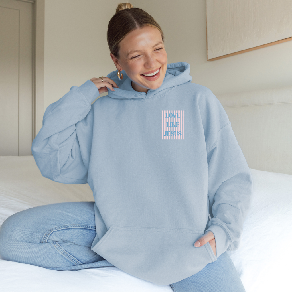 Love Like Jesus Striped Graphic Hoodie