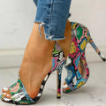Fashion Floral Peep-Toe High Heels for Women