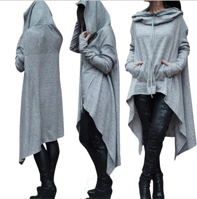 Solid Color Long Hooded Sweatshirt