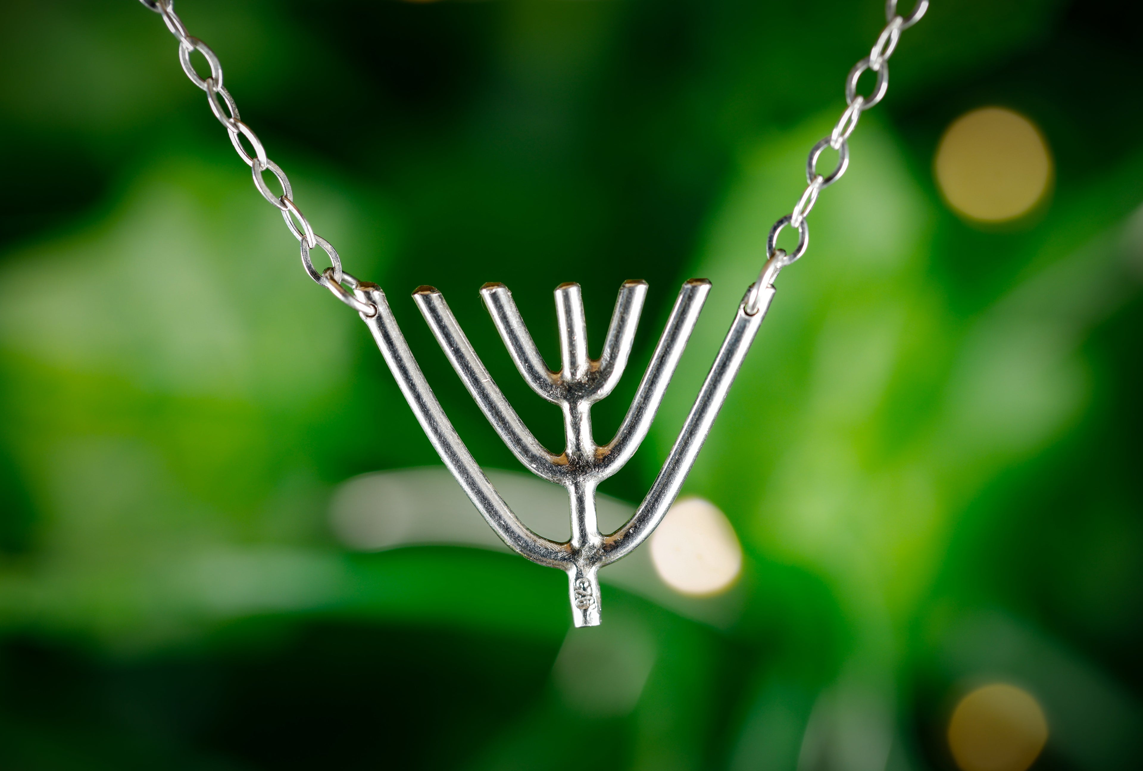 Menorah Sterling Silver Pendant Necklace