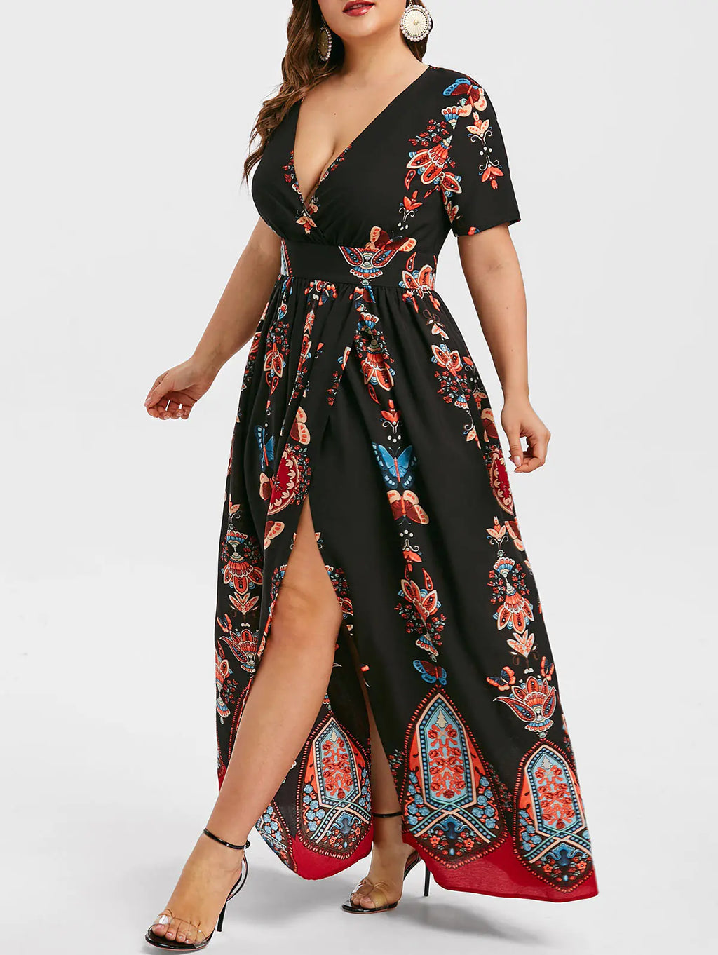 Plus Size V-Neck Dress, Elegant and Stylish Design