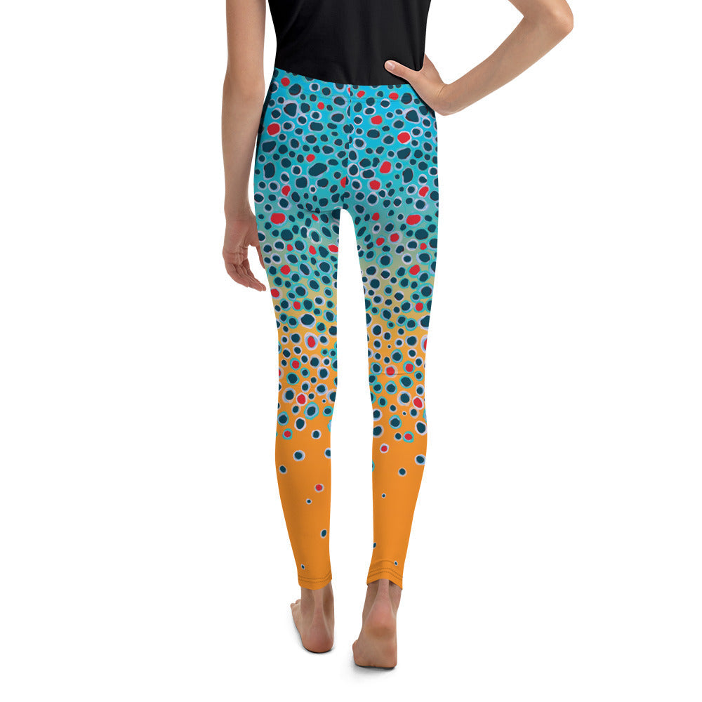 Youth Brown Trout Print Leggings (size 8- 20)