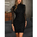Sparkling Hollow Out Long Sleeve Dress