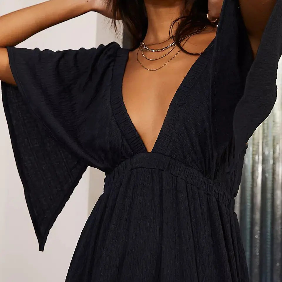 Casual Fashion V-Neck Maxi Dress for Summer
