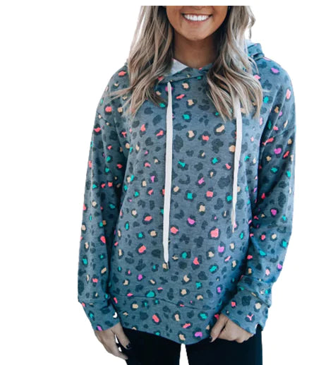 Fashionable Leopard Print Hooded Sweatshirt for Women