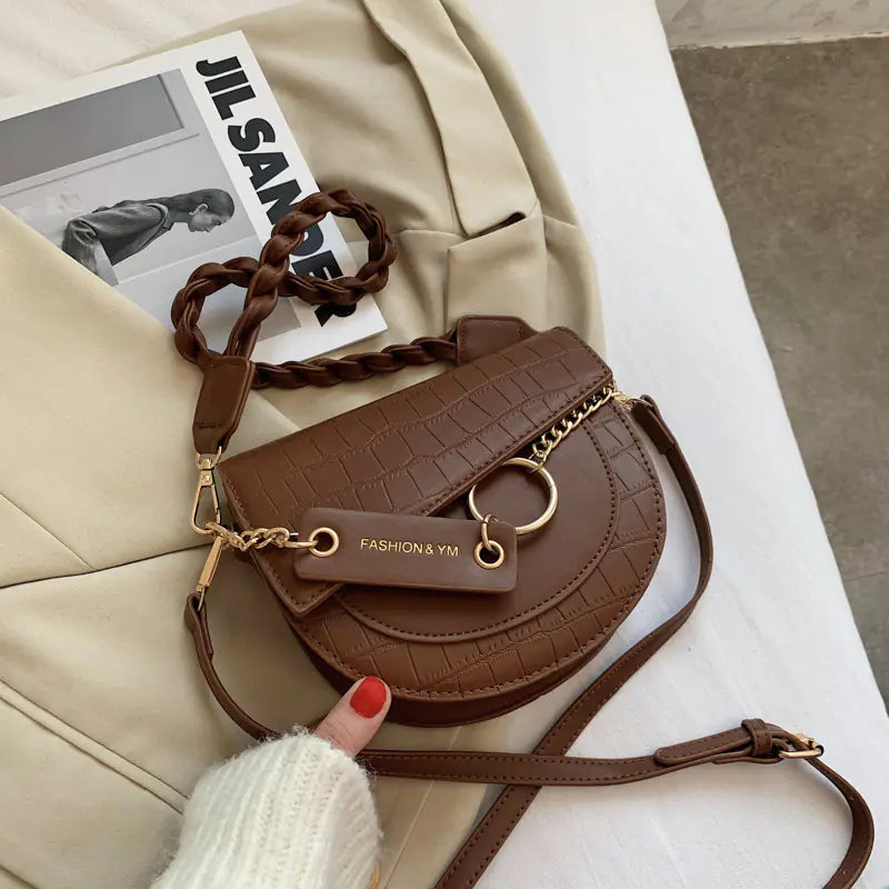 Soft Leather Saddle Messenger Bag - Versatile Shoulder Bag