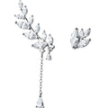 925 Silver Asymmetrical Earrings with Diamond Leaves