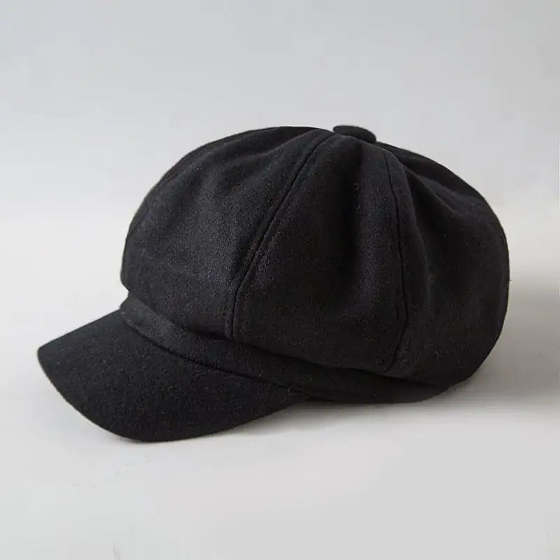 Octagonal Woolen Beret Hat for Casual Wear