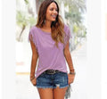 Plus Size Women's Short Sleeve Fringe T-Shirt Top