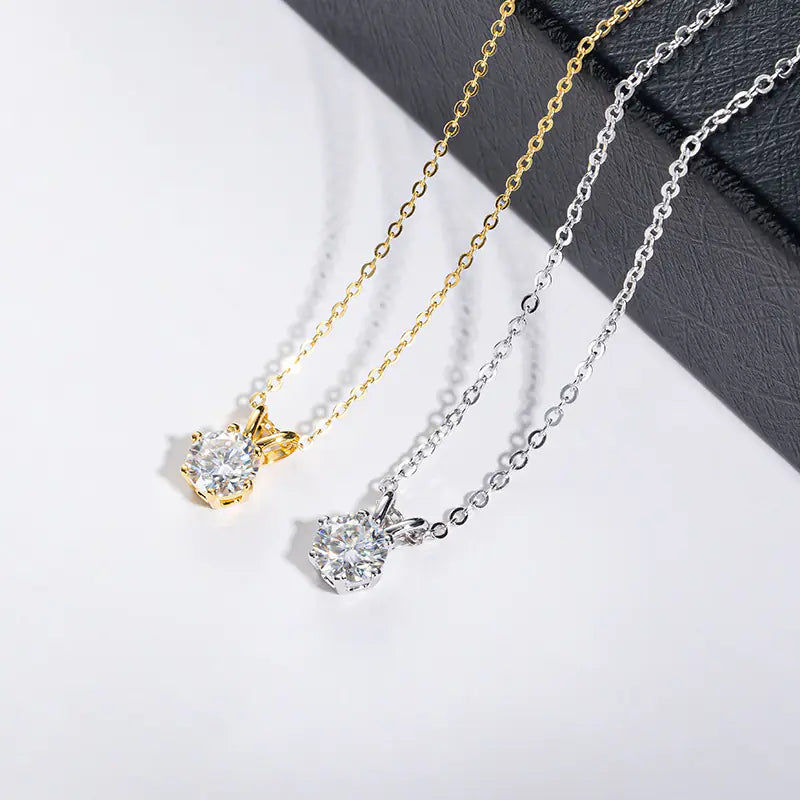 Moissanite Light Dot Necklace - 1/3/5 Carat (Single)