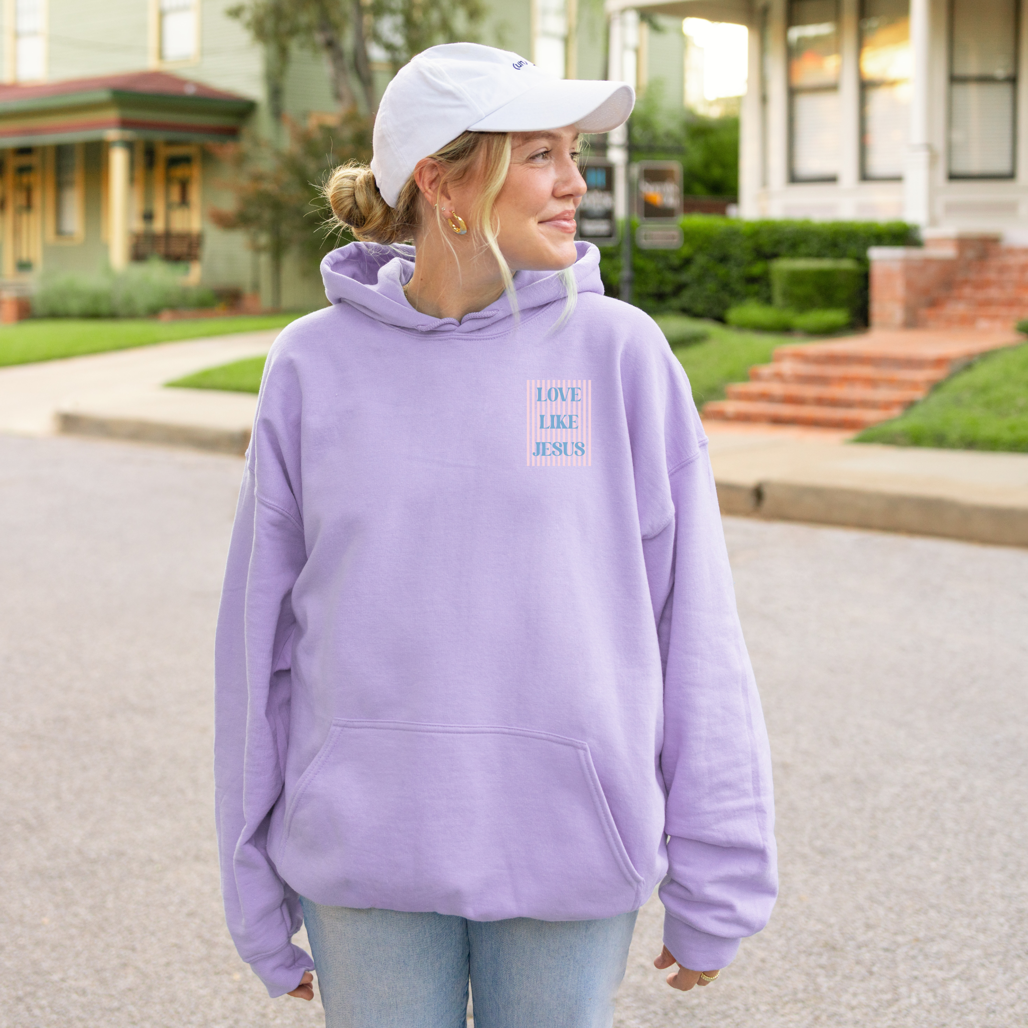 Love Like Jesus Striped Graphic Hoodie