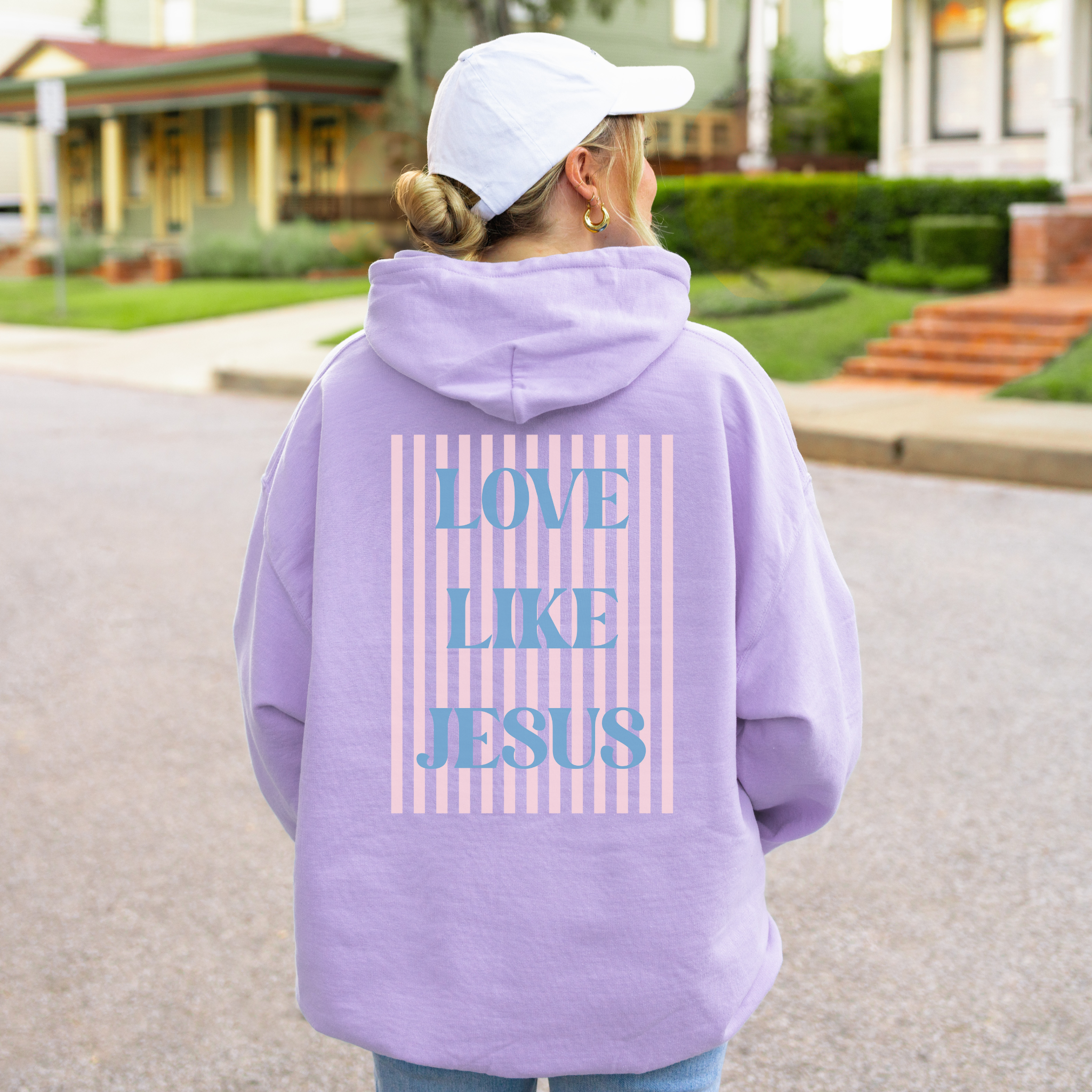 Love Like Jesus Striped Graphic Hoodie