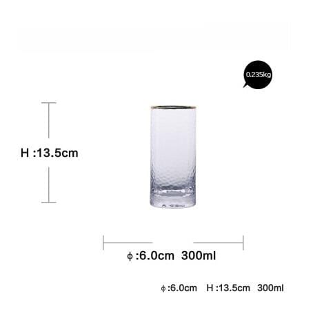 Golden Rim Clear Whiskey & Water Glass