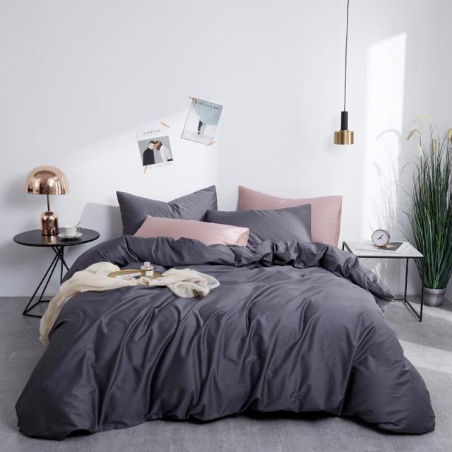 Graphite Grace Silk Duvet Cover Set (Premium Egyptian Cotton) 600TC