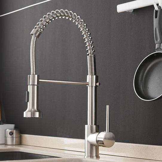 Michael Spring Spout Pull-Down Single-Hole Kitchen Sink Faucet