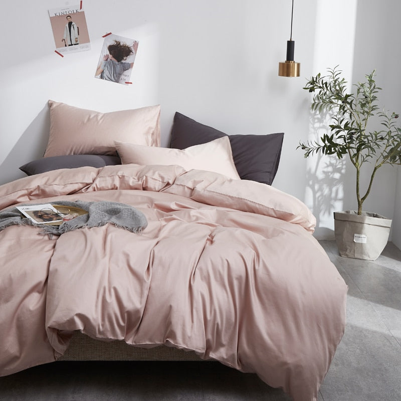 PeachPuff Grace Silk Duvet Cover Set (Premium Egyptian Cotton) 600TC