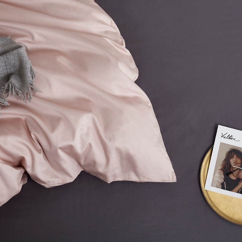 PeachPuff Grace Silk Duvet Cover Set (Premium Egyptian Cotton) 600TC