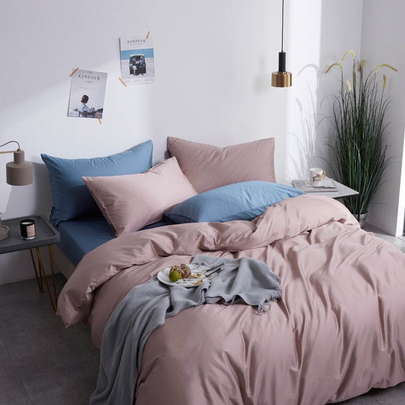 MistyRose Grace Silk Duvet Cover Set (Premium Egyptian Cotton) 600TC