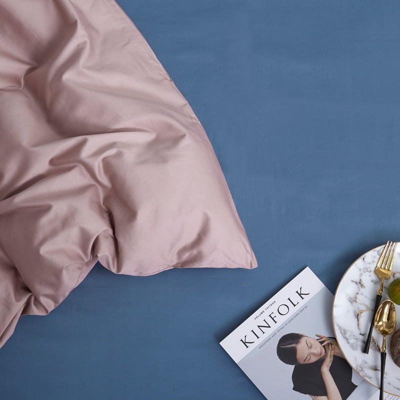 MistyRose Grace Silk Duvet Cover Set (Premium Egyptian Cotton) 600TC