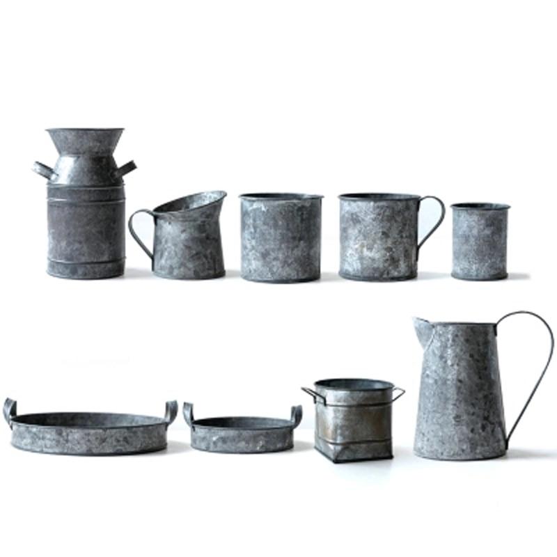 Vintage Galvanized Steel Storage Set of 9 pc