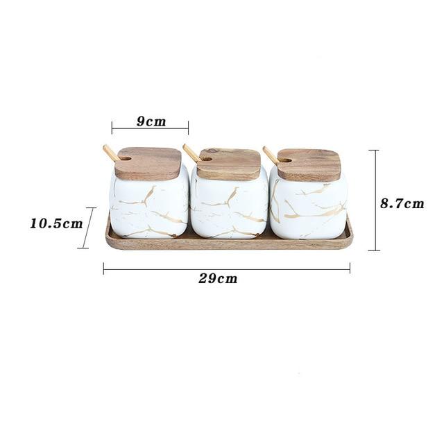 Maci 8-Piece Spice Ceramic Jar With Wooden Lid