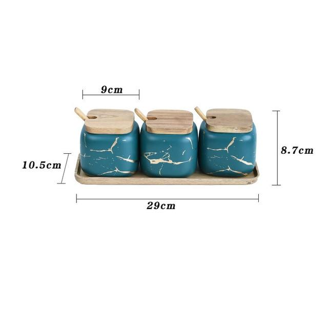 Maci 8-Piece Spice Ceramic Jar With Wooden Lid